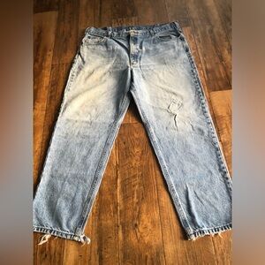Mens Carhartt Jeans Relaxed Fit 42 X 30” B17 STW Light Blue Denim, Flaws- Read